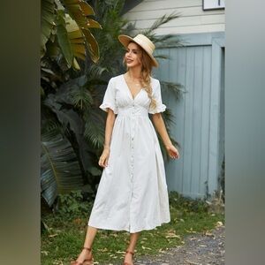 Cherie Day Cream Colored Midi Dress - 2XL - Perfect for bridal shower or photos